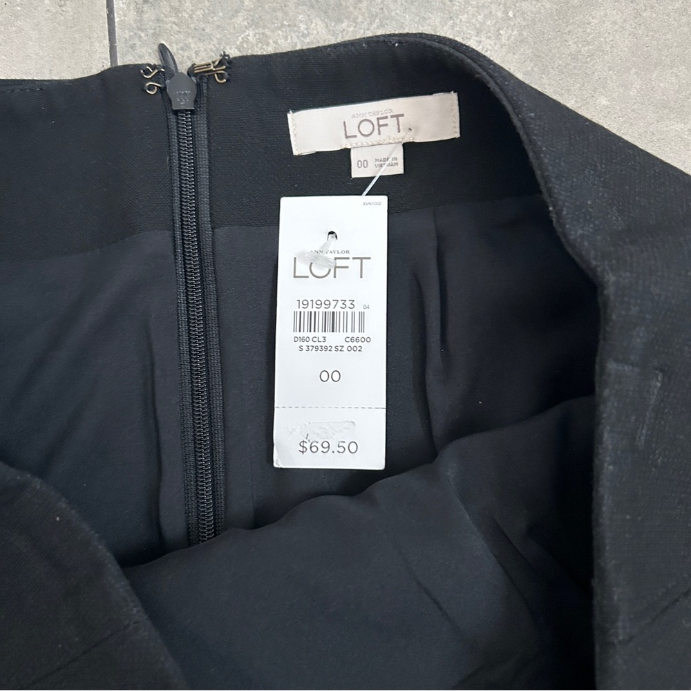 NEW LOFT black pencil skirt size 00 business casual - Picture 2 of 4